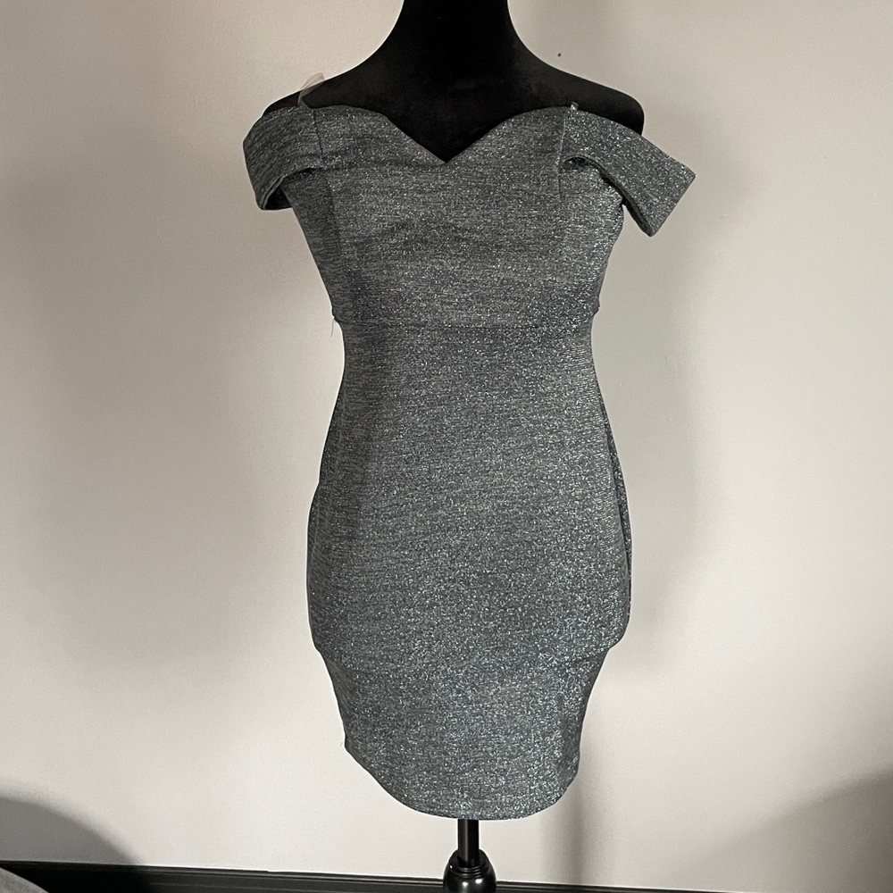 Brand new shimmer hunter green mini dress medium